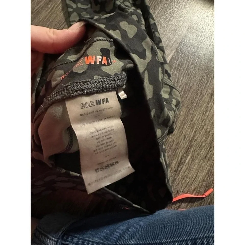 White Fox Active SDX WFA Leopard Print Leggings Grey Black Orange Drawstring M